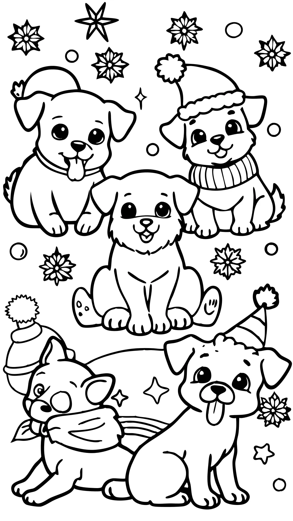 Páginas para colorear cachorros navideños